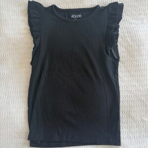 J. Crew Black Ruffle Sleeve Tank Top